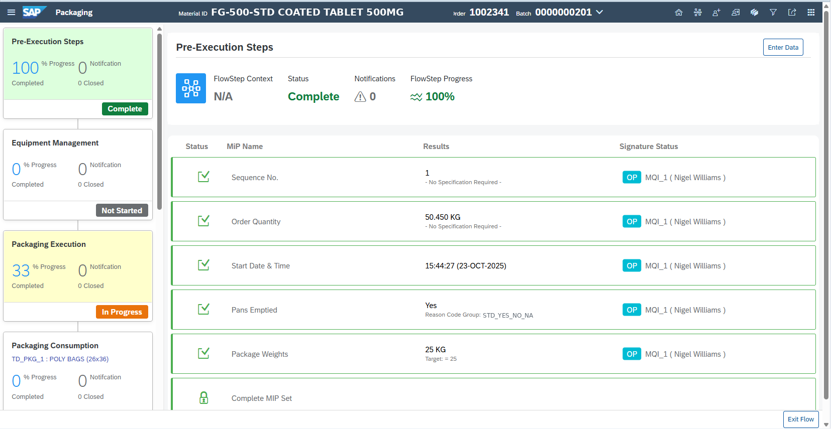 SiBR order execution — operator view in SAP